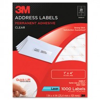 PERMANENT ADHESIVE CLEAR LASER MAILING LABELS, 1 X 4, 1000/PACK