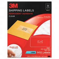 PERMANENT ADHESIVE CLEAR LASER MAILING LABELS, 2 X 4, 500/PACK