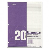 QUADRILLE GRAPH PAPER, QUADRILLE (4 SQ/IN), 8 1/2 X 11, WHITE, 12 PADS/PACK