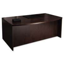 MIRA SERIES WOOD VENEER BOW FRONT DESK, 72W X 42D X 29 1/2H, ESPRESSO