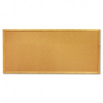 SLIM LINE BULLETIN BOARD, NATURAL CORK/FIBERBOARD, 12 X 36, OAK FRAME