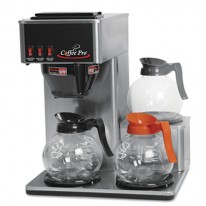 THREE-BURNER LOW PROFILE INSTITUTIONAL COFFEE MAKER, STAINLESS STEEL