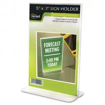 CLEAR PLASTIC SIGN HOLDER, STAND-UP, 5 X 7