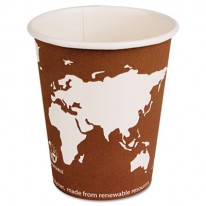 WORLD ART RENEWABLE RESOURCE COMPOSTABLE HOT DRINK CUPS, 10 OZ, RUST, 1000/CTN