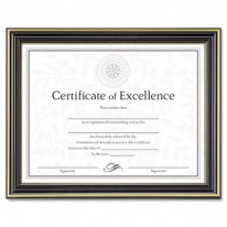 GOLD-TRIMMED DOCUMENT FRAME W/CERTIFICATE, WOOD, 8-1/2 X 11, BLACK