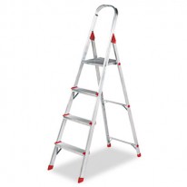 #566 FOUR-FOOT FOLDING ALUMINUM EURO PLATFORM LADDER, RED