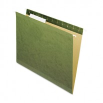 REINFORCED HANGING FILE FOLDERS, UNTABBED, KRAFT, LETTER, STANDARD GREEN, 25/BOX