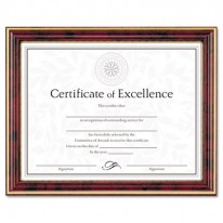 GOLD-TRIMMED DOCUMENT FRAME W/CERTIFICATE, WOOD, 8-1/2 X 11, MAHOGANY