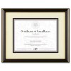 GOLD-TRIMMED DOCUMENT FRAME W/CERTIFICATE, WOOD, 11 X 14, BLACK