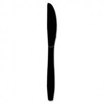 PLASTIC CUTLERY, HEAVY MEDIUMWEIGHT KNIVES, BLACK, 1000/CARTON