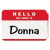 PRESSURE SENSITIVE BADGES, HELLO MY NAME IS, RED, 3-1/2 X 2-1/4, 100/BX