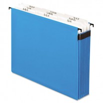 3 1/2 INCH EXPANSION HANGING FILE, TABS AND LABELS, LETTER, NINE SECTIONS, BLUE