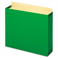 3 1/2 INCH EXPANSION FILE POCKETS, STRAIGHT, LETTER, GREEN, 10/BOX
