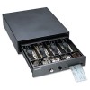 COMPACT STEEL CASH DRAWER W/SPRING-LOADED BILL WEIGHTS, DISC TUMBLER LOCK, BLACK