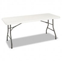 6 FOOT RESIN FOLDING TABLE, 72W X 30D X 29-1/4H, WHITE/PEWTER
