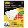 REMOVABLE COLOR-CODING LABEL, 3/4IN DIA, ASSORTED, 1800 LABELS/PACK