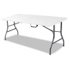 6 FOOT BIFOLD RESIN FOLDING TABLE, 72W X30D X 29-1/4H, WHITE/PEWTER