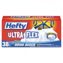ULTRA FLEX WASTE BAGS, 13 GAL, 1.1MIL, 24 X 27 3/8, WHITE, 38 BAGS/BOX