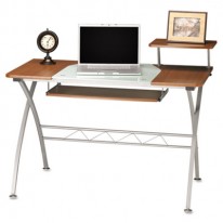 EASTWINDS VISION COMPUTER DESK, 47 1/4W X 27D X 34H, MED CHERRY WITH WHITE GLASS