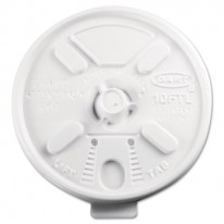 LIFT N' LOCK PLASTIC HOT CUP LIDS, FITS 10-OZ. CUPS, WHITE, 100/BAG