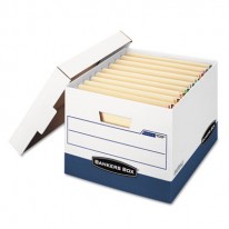 STOR/FILE MAX LOCK STORAGE BOX, LETTER/LEGAL, WHITE/BLUE, 12/CARTON