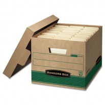 STOR/FILE EXTRA STRENGTH STORAGE BOX, LETTER/LEGAL, KRAFT/GREEN, 12/CARTON