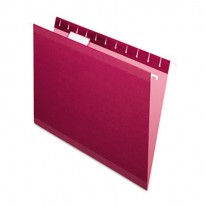 REINFORCED HANGING FOLDERS, LETTER, BURGUNDY, 25/BOX