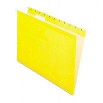 REINFORCED HANGING FILE FOLDERS, LETTER, YELLOW, 25/BOX