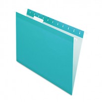 REINFORCED HANGING FILE FOLDERS, LETTER, AQUA, 25/BOX