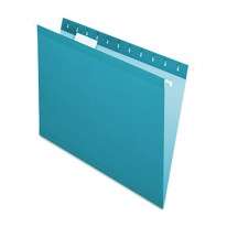 REINFORCED HANGING FILE FOLDERS, LETTER, TEAL, 25/BOX