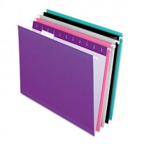 REINFORCED HANGING FOLDERS, LETTER, PASTEL COLORS, 25/BOX