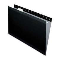 REINFORCED HANGING FILE FOLDERS, LEGAL, BLACK, 25/BOX