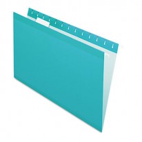 REINFORCED HANGING FILE FOLDERS, LEGAL, AQUA, 25/BOX