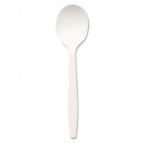 PLASTIC CUTLERY, MEDIUMWEIGHT SOUP SPOONS, WHITE, 1000/CARTON