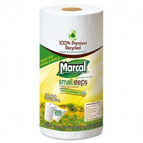 100% PREMIUM RECYCLED MEGA ROLL PAPER TOWEL, WHITE, 210 SHEETS/ROLL, 12/CARTON