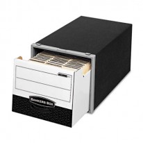 SUPER STOR/DRAWER FILE STORAGE BOX, LETTER, STEEL/PLASTIC, BLACK/WHITE, 6/CARTON