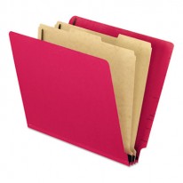 PRESSBOARD END TAB CLASSIFICATION FOLDERS, LETTER. SIX-SECTION, RED, 10/BOX