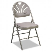 FABRIC PADDED SEAT/MOLDED FAN BACK FOLDING CHAIR, KINNEAR TAUPE, 4/CARTON