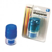 TWIN PENCIL/CRAYON SHARPENER WITH CAP, BLUE