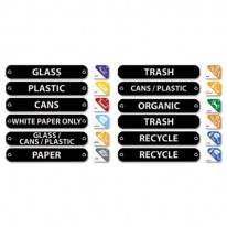 RECYCLE LABEL KIT, 44 LABELS IN THREE LANGUAGES, 8 X 1-1/2