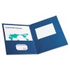 TWIN-POCKET PORTFOLIO, EMBOSSED LEATHER GRAIN PAPER, BLUE, 25/BOX