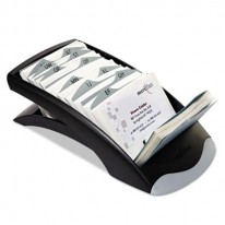 VISIFIX DESK BUSINESS CARD FILE HOLDS 200 4 1/8 X 2 7/8 CARDS, GRAPHITE/BLACK