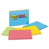 SUPER STICKY LARGE FORMAT NOTES, 8 X 6, LINED, FOUR COLORS, 4 45-SHEET PADS/PACK