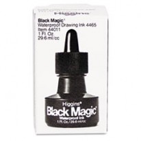 HIGGINS BLACK MAGIC WATERPROOF INK, BLACK, 1 OZ BOTTLE
