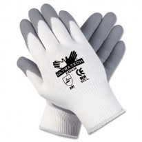 ULTRA TECH FOAM SEAMLESS NYLON KNIT GLOVES, SMALL, WHITE/GRAY