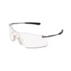 RUBICON FRAMELESS SAFETY GLASSES, SILVER METAL TEMPLES, CLEAR LENS