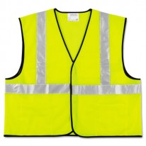 CLASS 2 SAFETY VEST, FLUORESCENT LIME W/SILVER STRIPE, POLYESTER, 2X