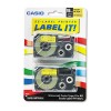 TAPE CASSETTES FOR KL LABEL MAKERS, 18MM X 26FT, BLACK ON YELLOW, 2/PACK