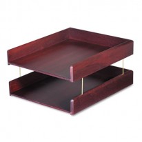 HARDWOOD DOUBLE LETTER DESK TRAY, TWO TIER, MAHOGANY