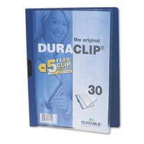 VINYL DURACLIP REPORT COVER, LETTER, HOLDS 30 PAGES, CLEAR/DARK BLUE